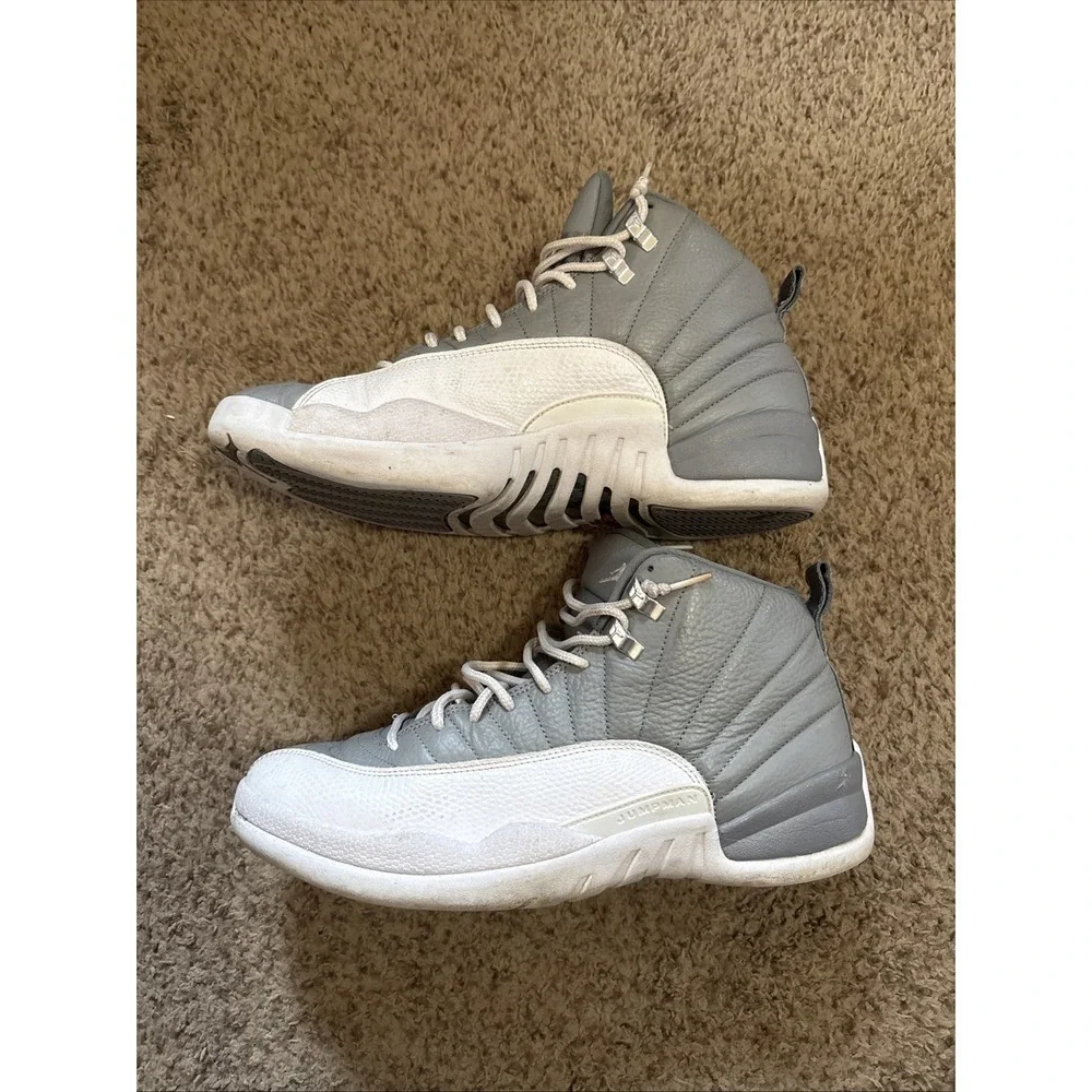 Size 11.5‎ - Jordan 12 Stealth 2022 Nike Gray White Leather Basketball Sneakers